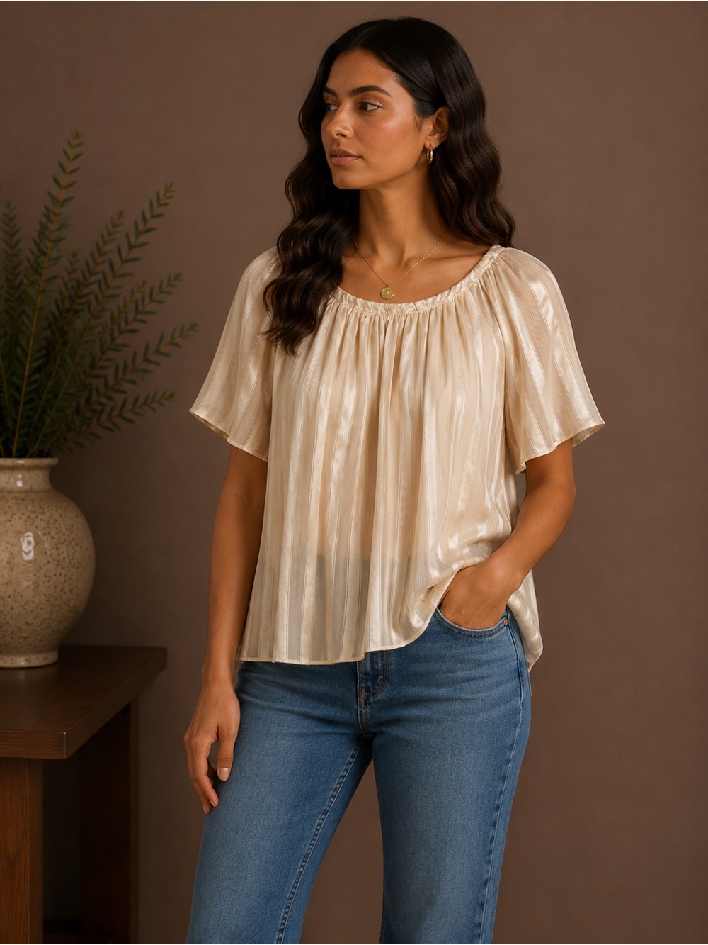LC Lauren Conrad Soft Cream Blouse